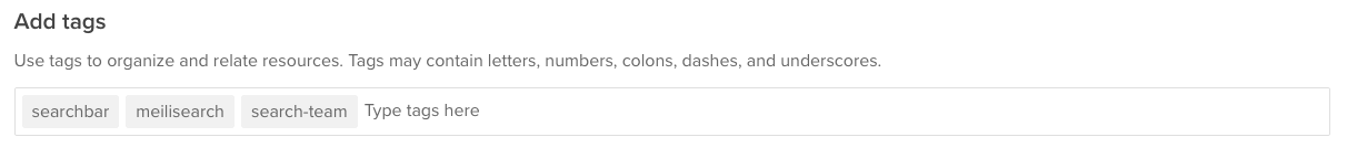 The search bar, meilisearch, and search-team tags