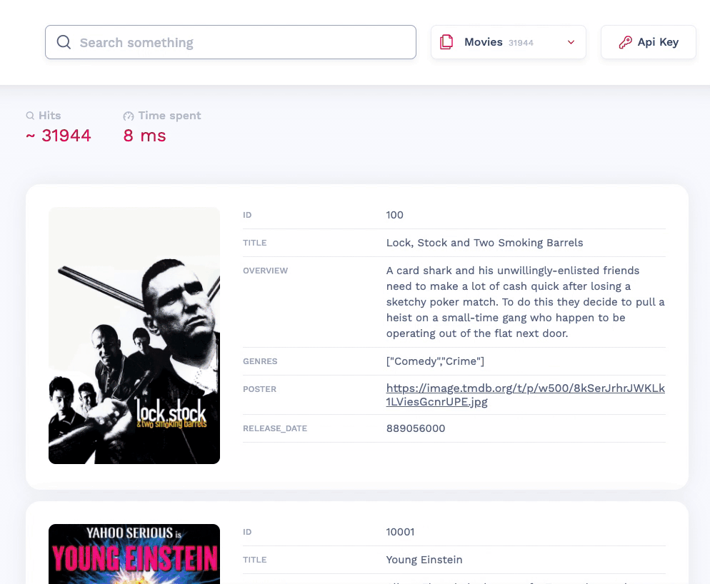 Search demo GIF updating results on the Meilisearch search preview for synonyms 'batman' and 'joker'